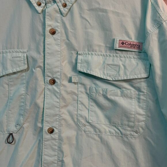 3 Columbia Bahama PFG Breathable Long Sleeve Button Down Shirt (Men's L) Blue - Picture 3 of 16